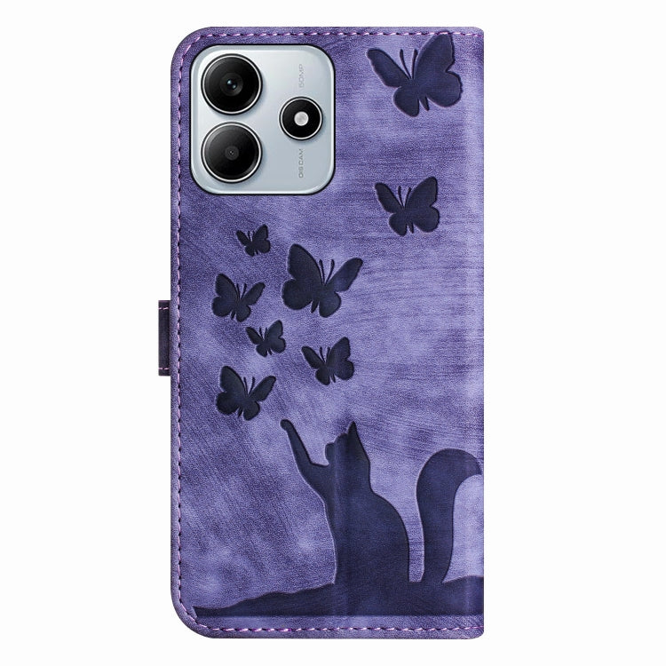 For Redmi Note 14 5G Butterfly Cat Embossing Flip Leather Phone Case