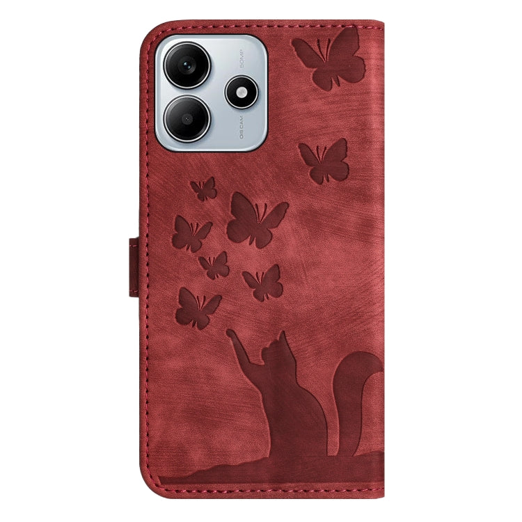 For Redmi Note 14 5G Butterfly Cat Embossing Flip Leather Phone Case