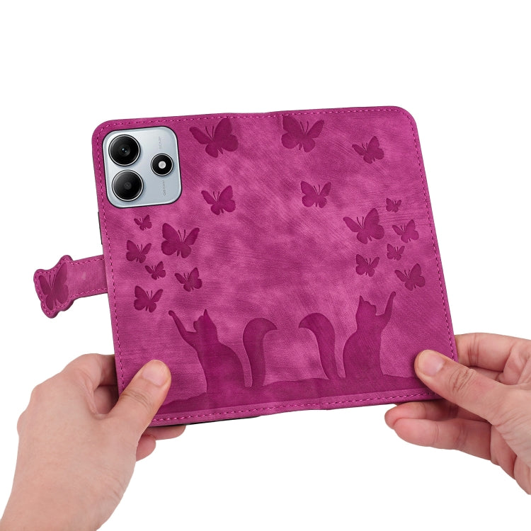 For Redmi Note 14 5G Butterfly Cat Embossing Flip Leather Phone Case
