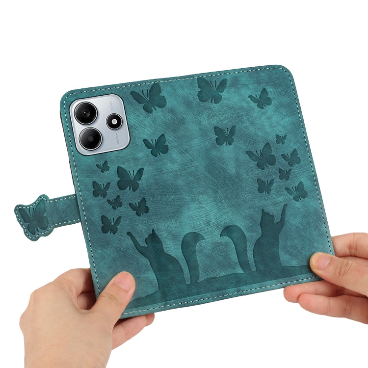 For Redmi Note 14 5G Butterfly Cat Embossing Flip Leather Phone Case
