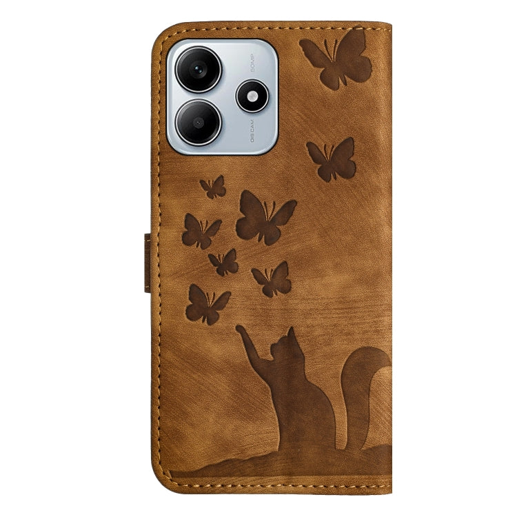 For Redmi Note 14 5G Butterfly Cat Embossing Flip Leather Phone Case