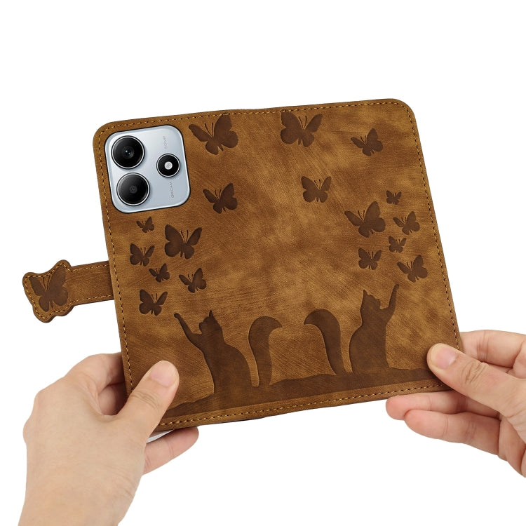For Redmi Note 14 5G Butterfly Cat Embossing Flip Leather Phone Case