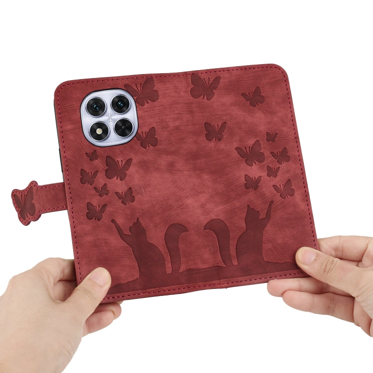 For Redmi Note 14 Pro 5G Butterfly Cat Embossing Flip Leather Phone Case