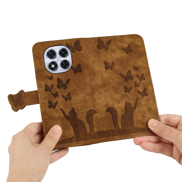For Redmi Note 14 Pro 5G Butterfly Cat Embossing Flip Leather Phone Case
