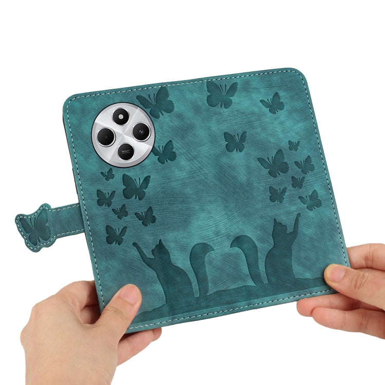 For Redmi 14C 4G Butterfly Cat Embossing Flip Leather Phone Case