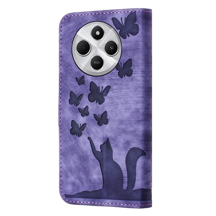 For Redmi A4 5G Butterfly Cat Embossing Flip Leather Phone Case