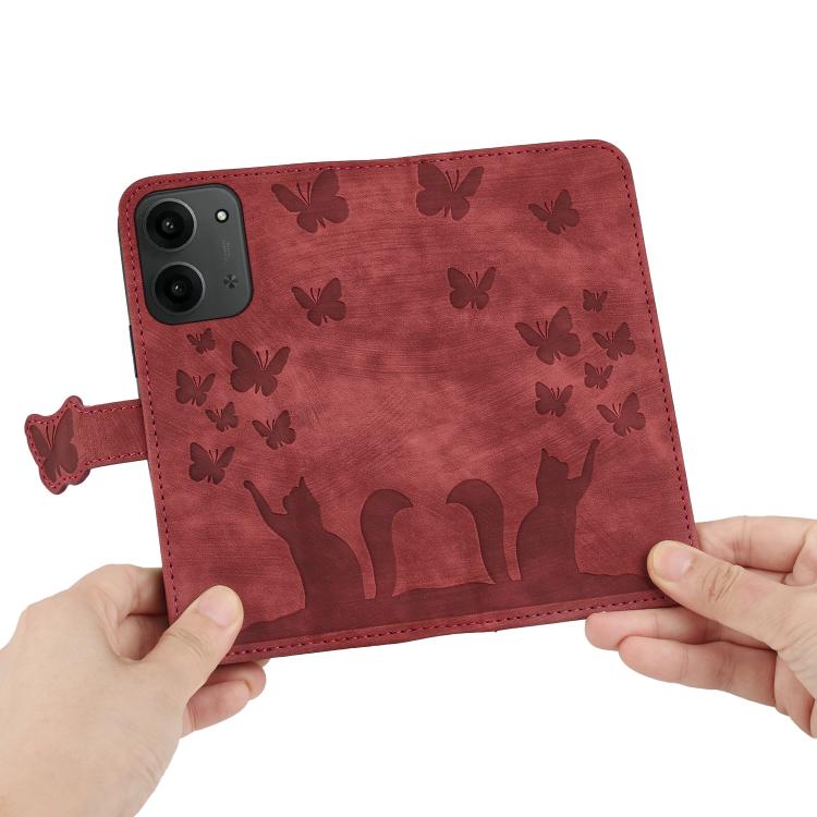For Redmi 15C 5G / 4G EU 173mm Butterfly Cat Embossing Flip Leather Phone Case
