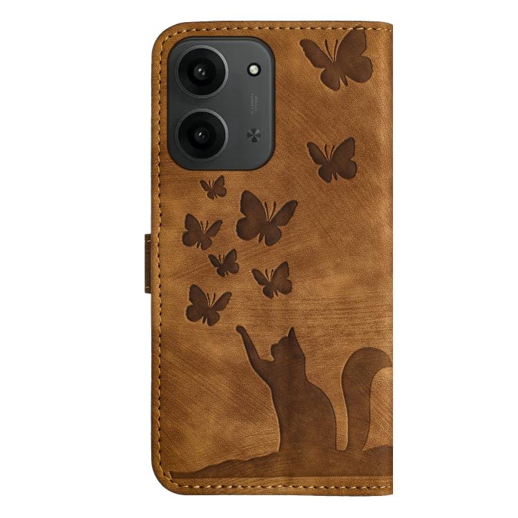 For Redmi 15C 5G / 4G EU 173mm Butterfly Cat Embossing Flip Leather Phone Case