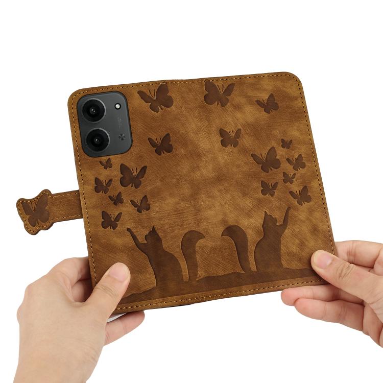 For Redmi 15C 5G / 4G EU 173mm Butterfly Cat Embossing Flip Leather Phone Case