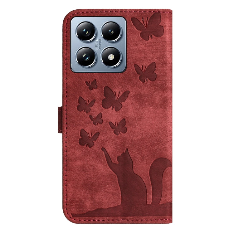 For Xiaomi 14T Pro Butterfly Cat Embossing Flip Leather Phone Case