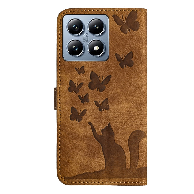 For Xiaomi 14T Pro Butterfly Cat Embossing Flip Leather Phone Case