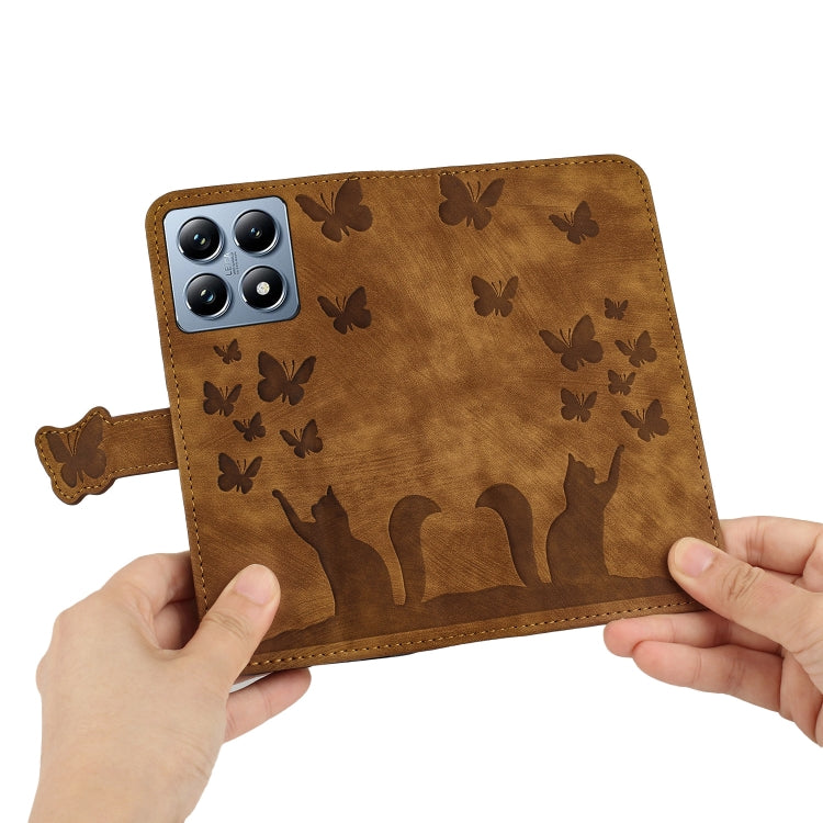 For Xiaomi 14T Pro Butterfly Cat Embossing Flip Leather Phone Case