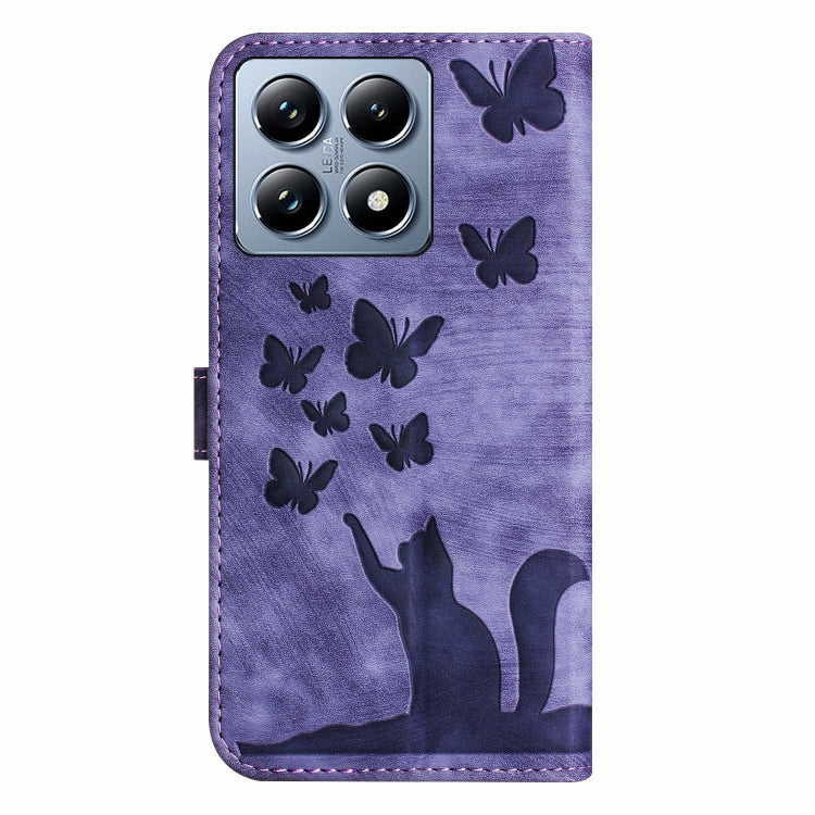 For Xiaomi 14T Butterfly Cat Embossing Flip Leather Phone Case
