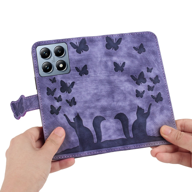 For Xiaomi 14T Butterfly Cat Embossing Flip Leather Phone Case
