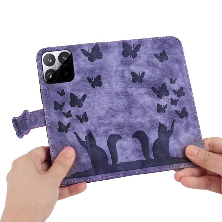 For Xiaomi 15T 5G Butterfly Cat Embossing Flip Leather Phone Case