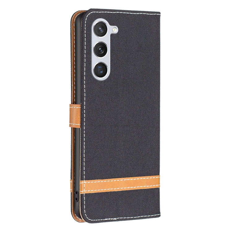 For Samsung Galaxy S25 5G Color Block Denim Texture Leather Phone Case