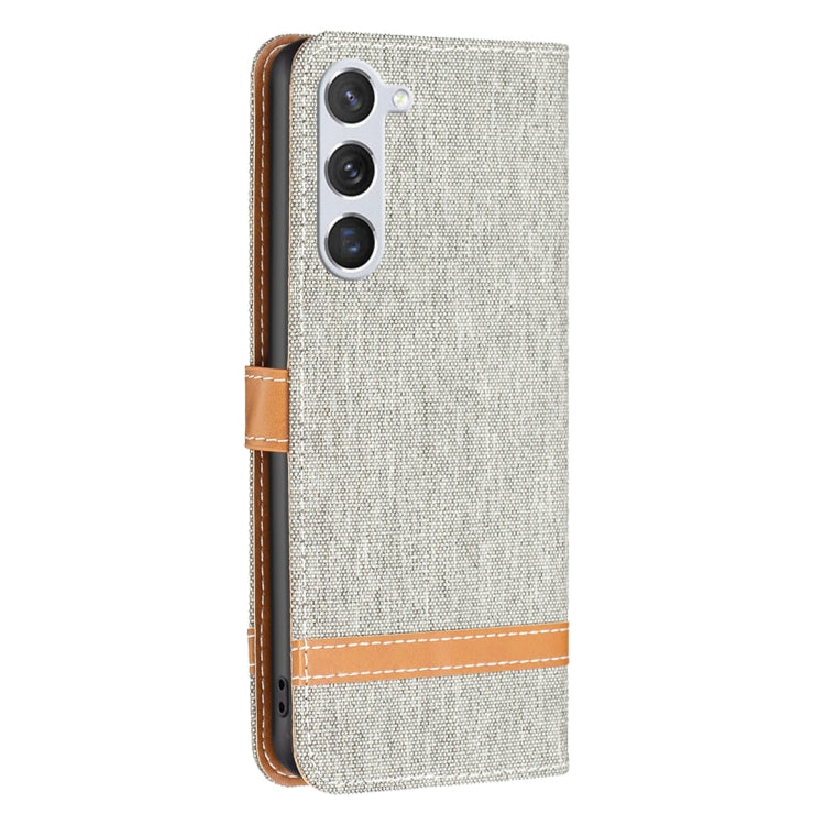 For Samsung Galaxy S25 5G Color Block Denim Texture Leather Phone Case