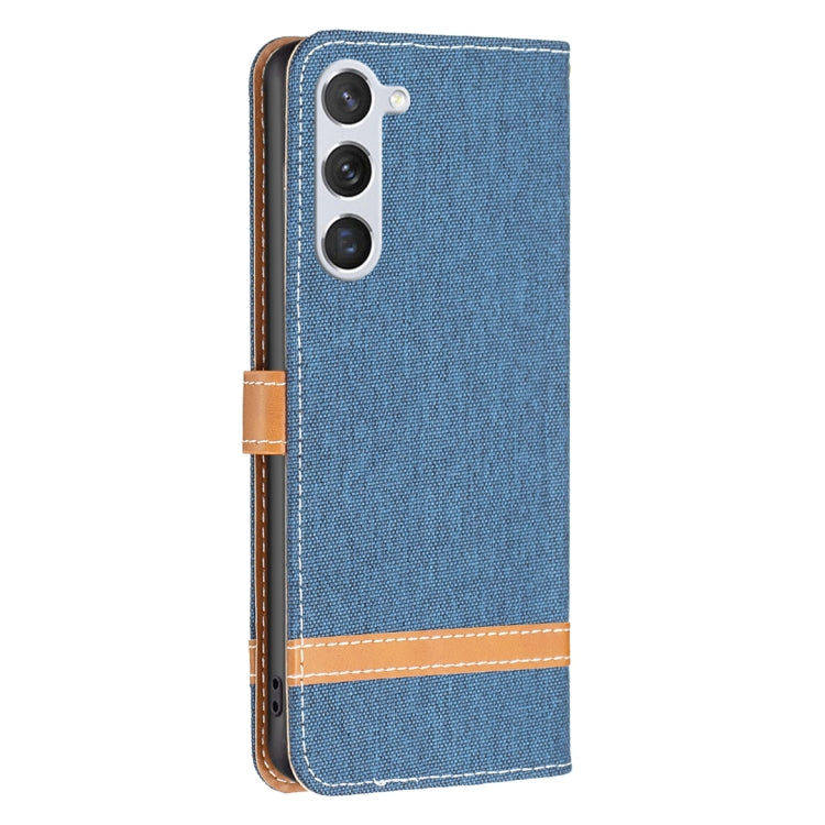 For Samsung Galaxy S25 5G Color Block Denim Texture Leather Phone Case