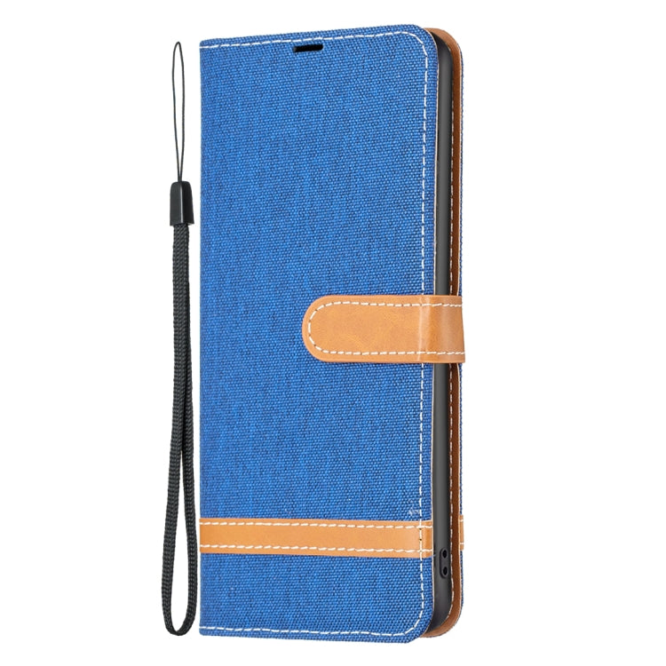 For Samsung Galaxy S25 5G Color Block Denim Texture Leather Phone Case