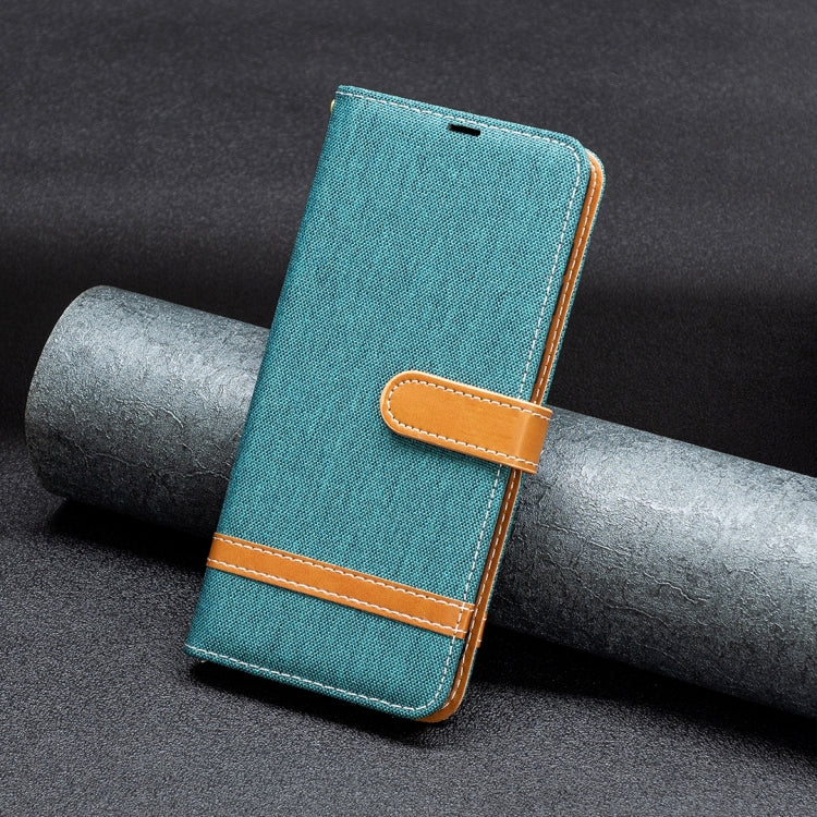 For Samsung Galaxy S25 5G Color Block Denim Texture Leather Phone Case