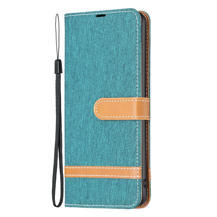 For Samsung Galaxy S25 5G Color Block Denim Texture Leather Phone Case