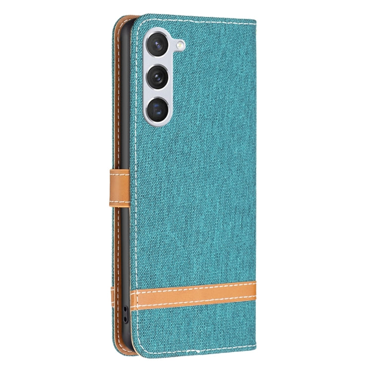 For Samsung Galaxy S25 5G Color Block Denim Texture Leather Phone Case