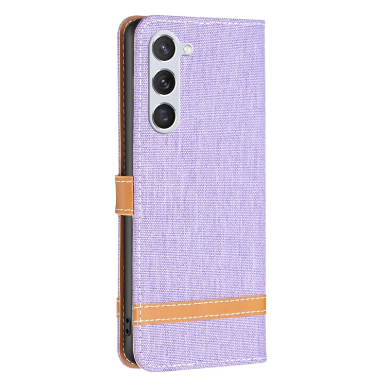 For Samsung Galaxy S25 5G Color Block Denim Texture Leather Phone Case