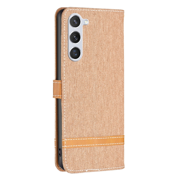 For Samsung Galaxy S25 5G Color Block Denim Texture Leather Phone Case