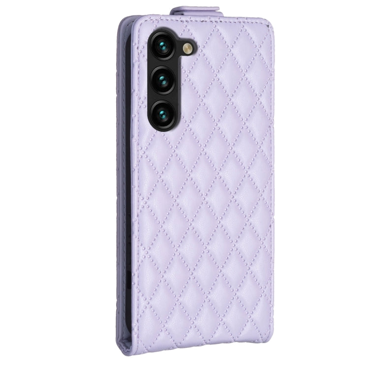 For Samsung Galaxy S25 5G Diamond Lattice Vertical Flip Leather Phone Case