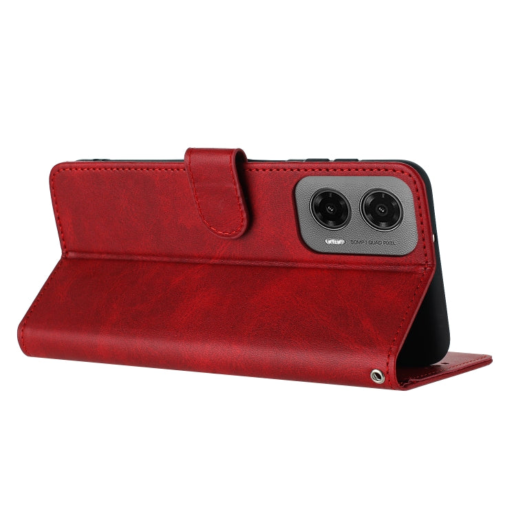 For Motorola Moto G35 Solid Calf Texture Flip Leather Phone Case