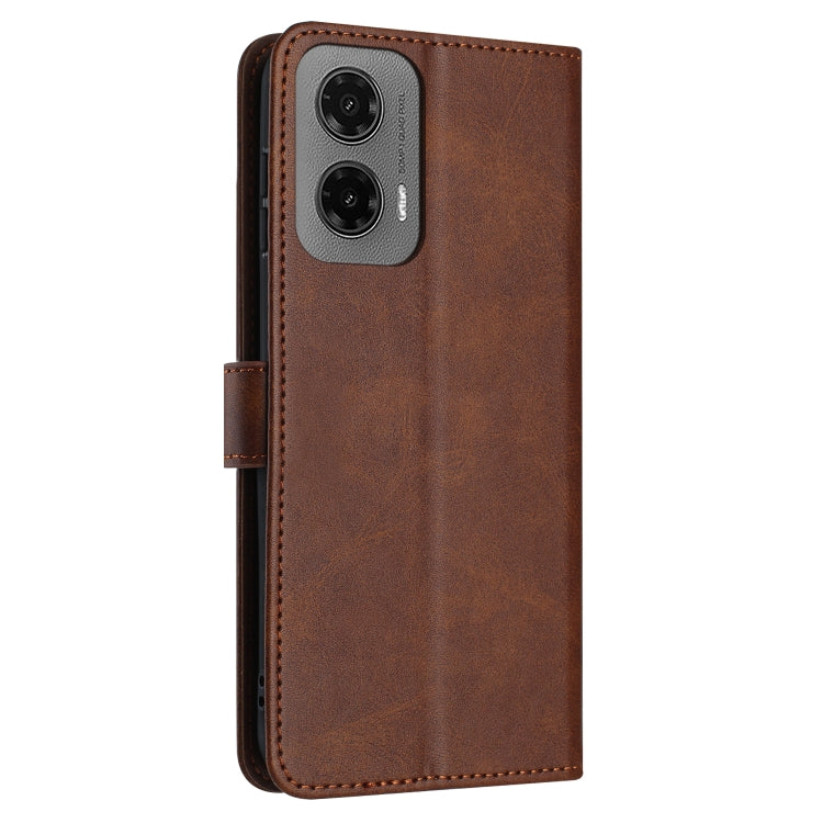 For Motorola Moto G35 Solid Calf Texture Flip Leather Phone Case
