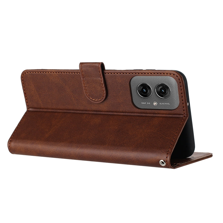 For Motorola Moto G55 Solid Calf Texture Flip Leather Phone Case