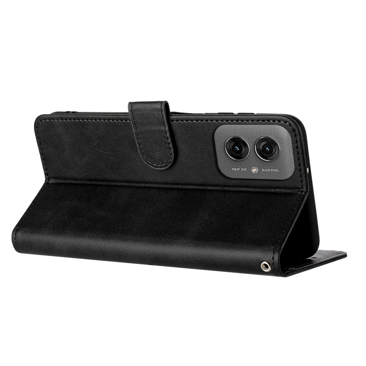 For Motorola Moto G55 Solid Calf Texture Flip Leather Phone Case