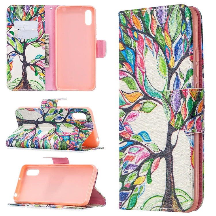 For Xiaomi Redmi 9A Colored Drawing Pattern Horizontal Flip Leather Case with Holder & Card Slots & Wallet