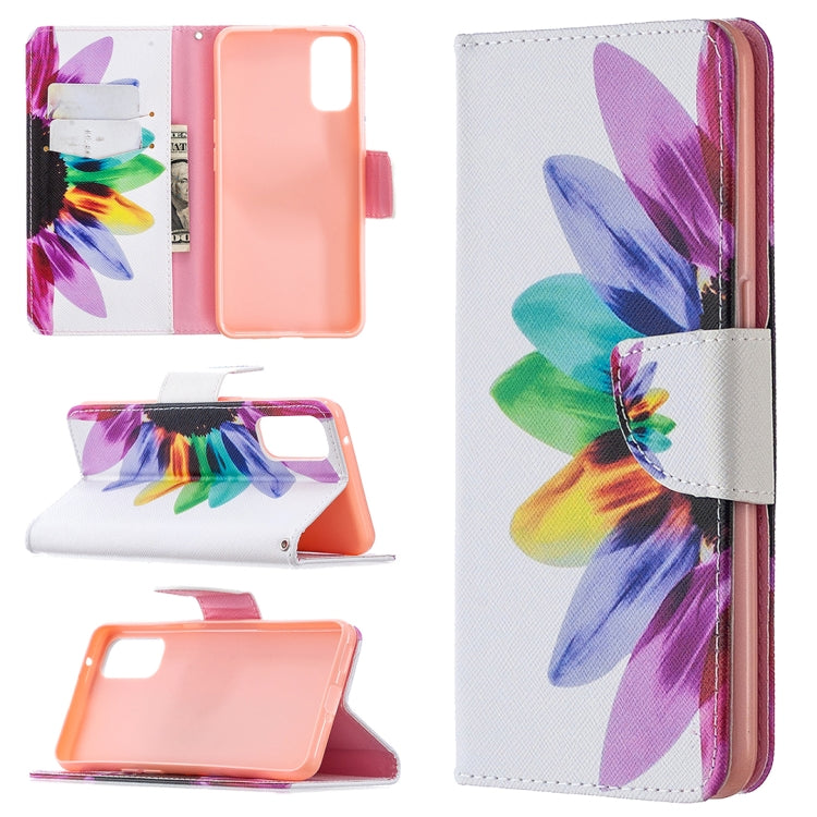 For OPPO Reno4 5G Colored Drawing Pattern Horizontal Flip Leather Case with Holder & Card Slots & Wallet