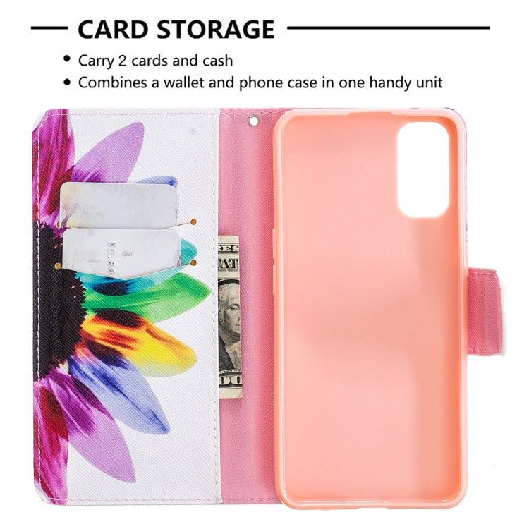 For OPPO Reno4 5G Colored Drawing Pattern Horizontal Flip Leather Case with Holder & Card Slots & Wallet