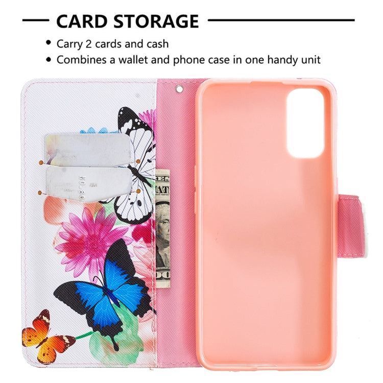 For OPPO Reno4 5G Colored Drawing Pattern Horizontal Flip Leather Case with Holder & Card Slots & Wallet