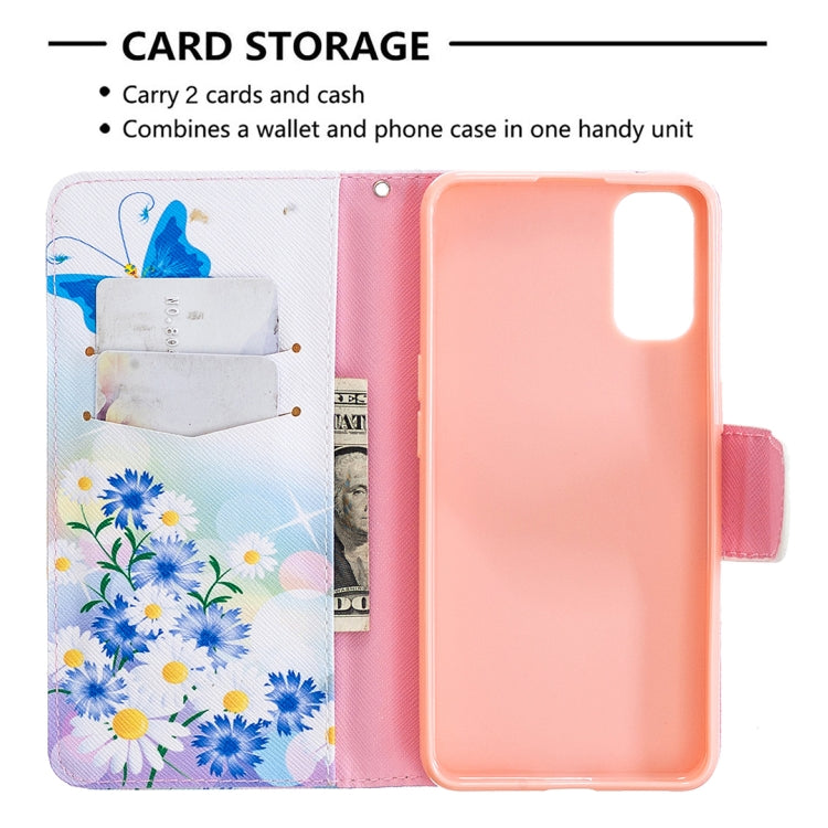 For OPPO Reno4 5G Colored Drawing Pattern Horizontal Flip Leather Case with Holder & Card Slots & Wallet