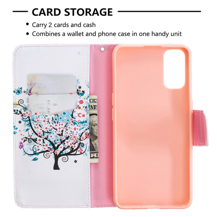 For OPPO Reno4 5G Colored Drawing Pattern Horizontal Flip Leather Case with Holder & Card Slots & Wallet