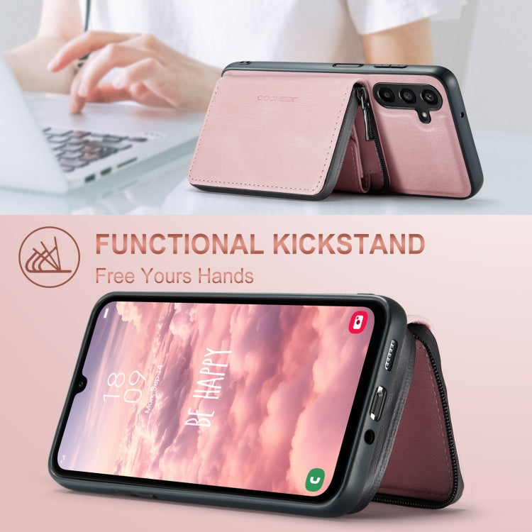 For Samsung Galaxy A16 5G JEEHOOD J02 Magnetic Zipper Horizontal Flip Leather Phone Case