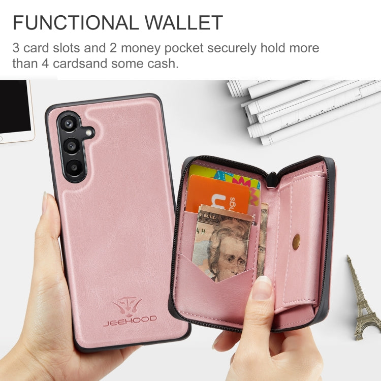 For Samsung Galaxy A16 5G JEEHOOD J02 Magnetic Zipper Horizontal Flip Leather Phone Case