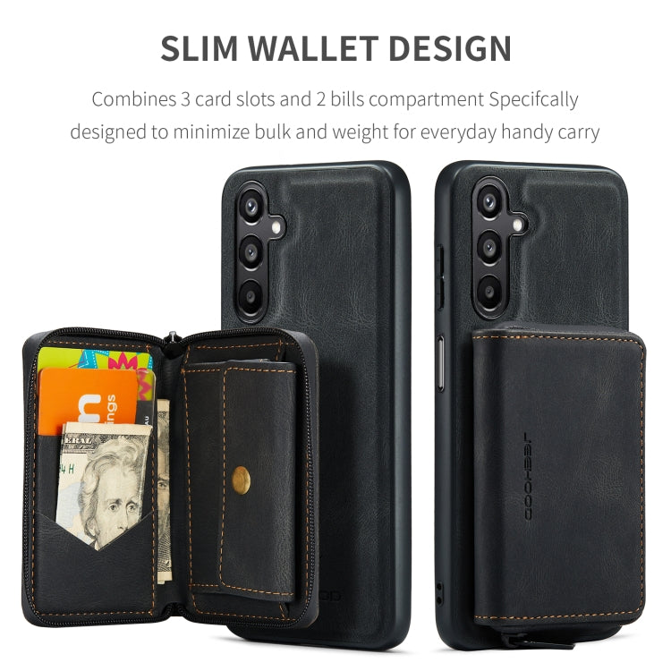 For Samsung Galaxy A16 5G JEEHOOD J02 Magnetic Zipper Horizontal Flip Leather Phone Case