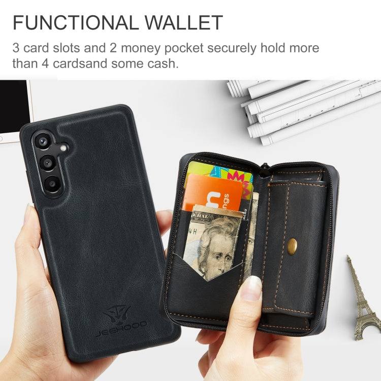 For Samsung Galaxy A16 5G JEEHOOD J02 Magnetic Zipper Horizontal Flip Leather Phone Case