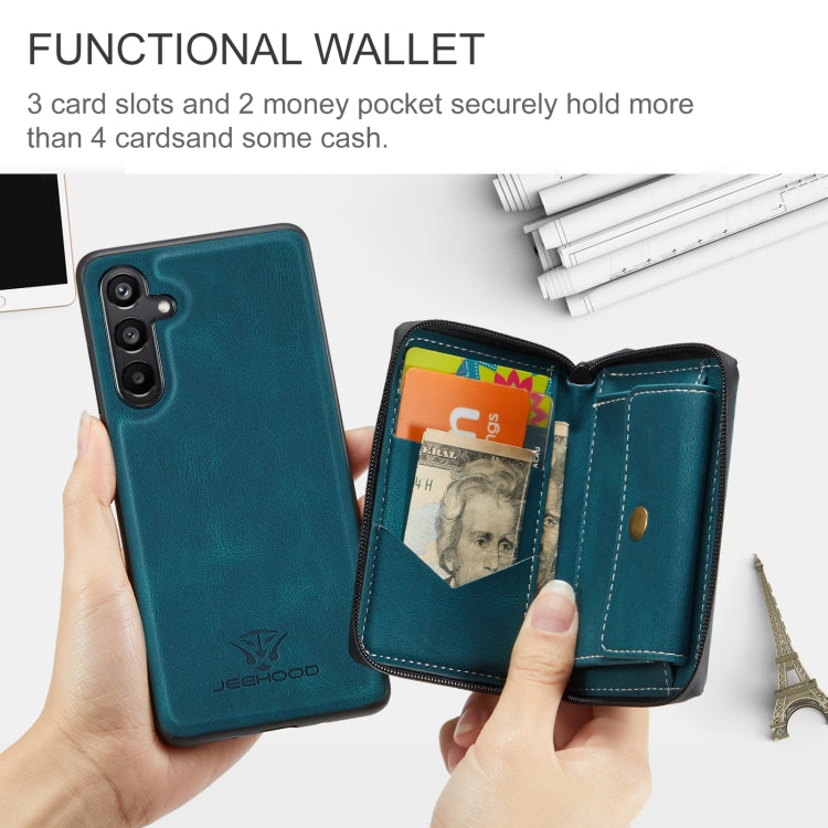 For Samsung Galaxy A16 5G JEEHOOD J02 Magnetic Zipper Horizontal Flip Leather Phone Case
