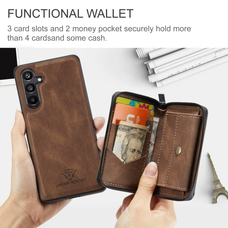 For Samsung Galaxy A16 5G JEEHOOD J02 Magnetic Zipper Horizontal Flip Leather Phone Case