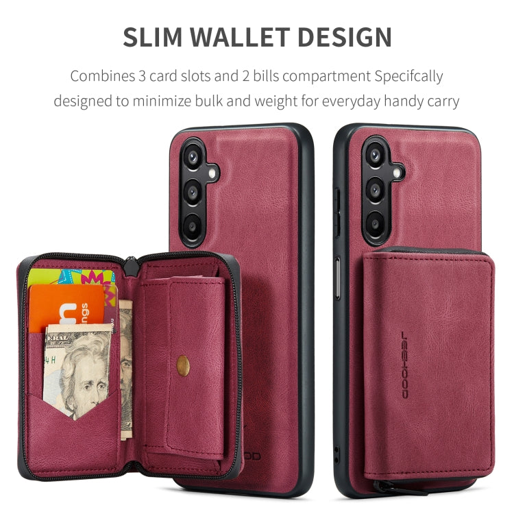 For Samsung Galaxy A16 5G JEEHOOD J02 Magnetic Zipper Horizontal Flip Leather Phone Case