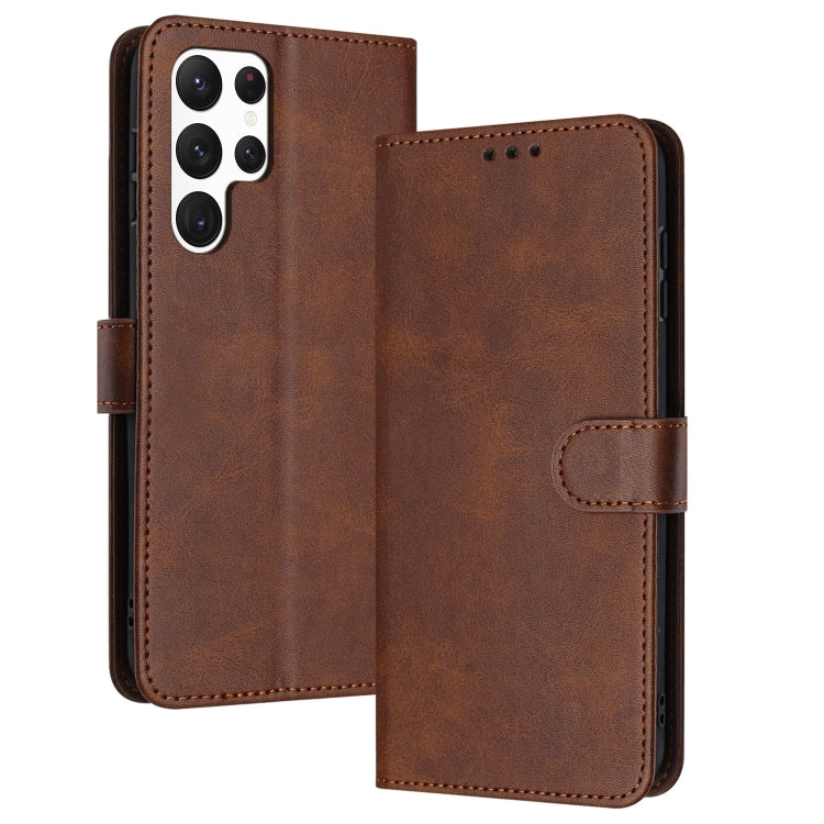 For Samsung Galaxy S25 Ultra 5G Solid Calf Texture Flip Leather Phone Case