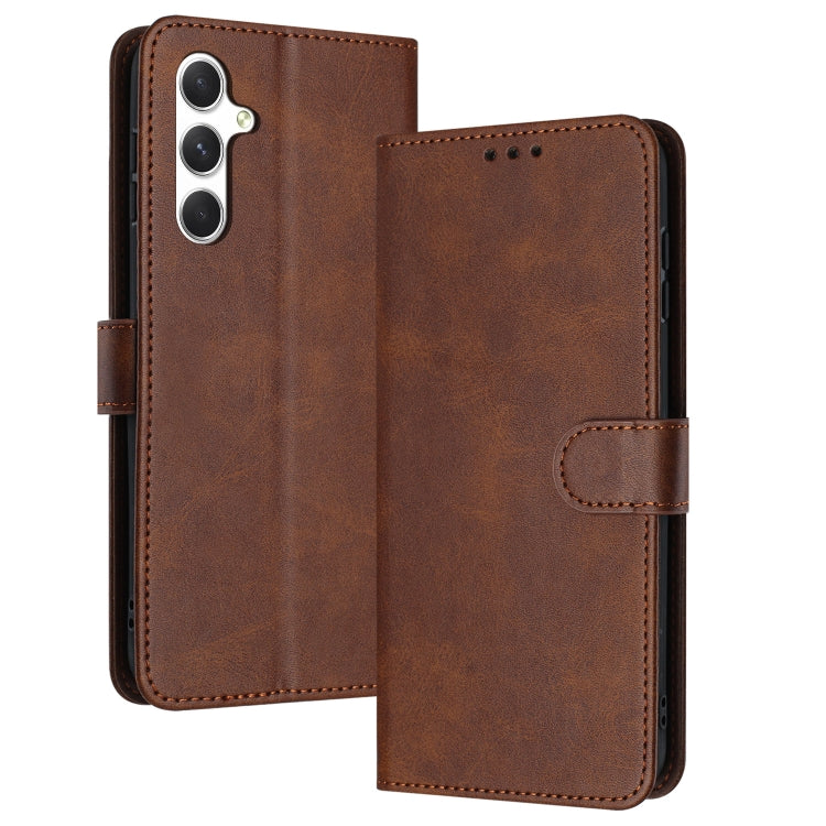 For Samsung Galaxy S25 / S24 5G Solid Calf Texture Flip Leather Phone Case
