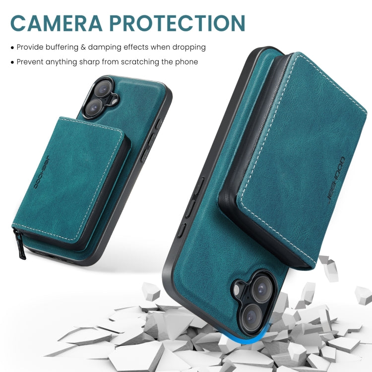 For iPhone 16 Plus JEEHOOD J02 Magnetic Zipper Horizontal Flip Leather Phone Case