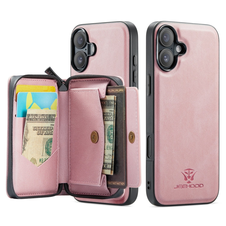 For iPhone 16 JEEHOOD J02 Magnetic Zipper Horizontal Flip Leather Phone Case